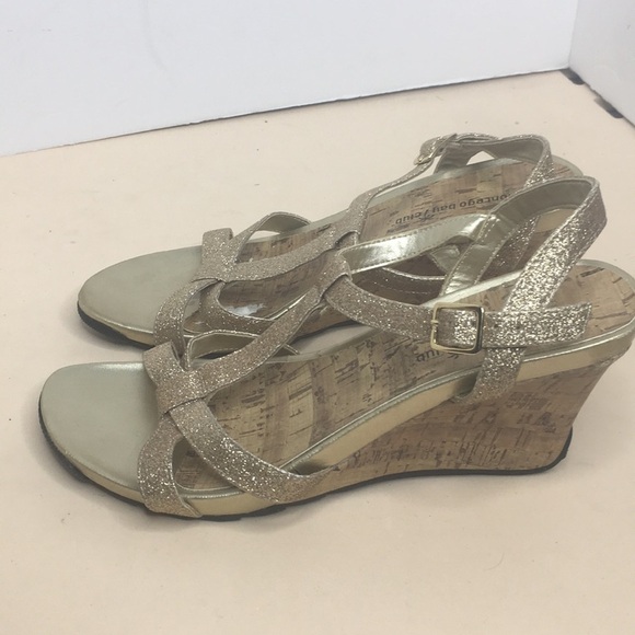 Montego bay club sparks gold cork wedge sandals - Picture 4 of 8